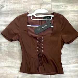 WhiteFox brown square neck top